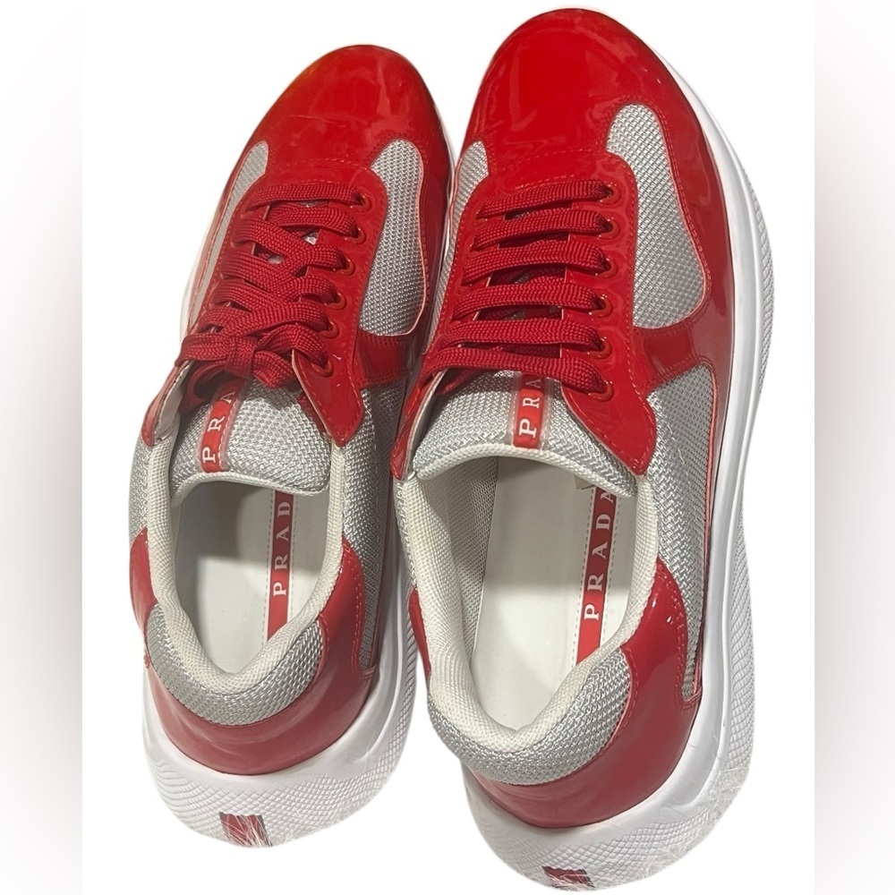 Prada Red and White Athletic SneakersSize EU 44 US 10-10.5 - Picture 4 of 15